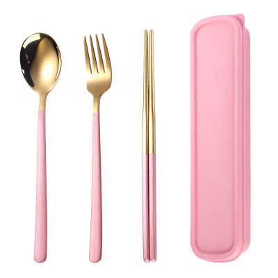 Stainless steel outdoor portable tableware set outdoor knife and fork spoon chopsticks set travel portable cutlery set