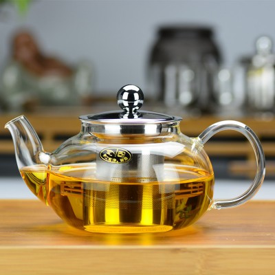 Transparent high borosilicate teapot heat resistant glass teapot with infuser