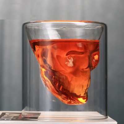 High Borosilicate Shaped Glass skeleton Cup transparent double glass party drinking  skeleton glass cup