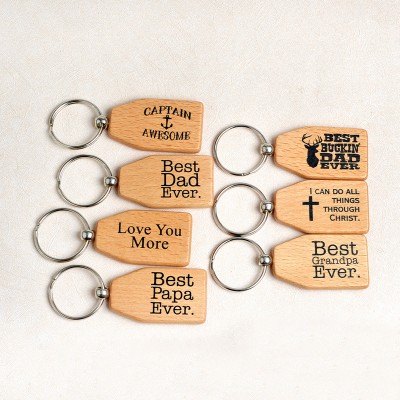 best papa wood keychain, COMISAN Wood Keychain Key Tag Memorial Gifts for Dad Grandfather for Family