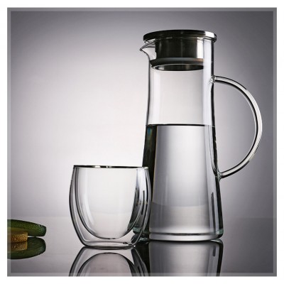 New design high borosilicate Glass Pitcher With Handle creative glass cold water jug with handle