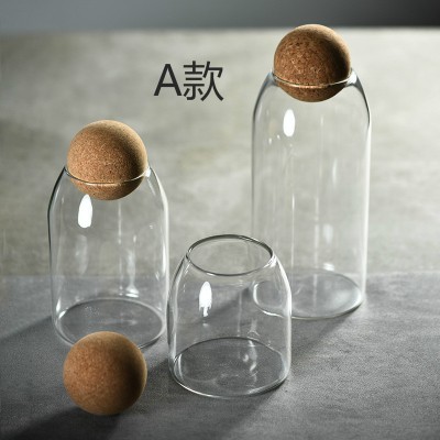 Best Selling air tight Coffee Beans Tea  Glass Jar With Cork Lid  Food Storage Container Jar With Ball Cork Lid